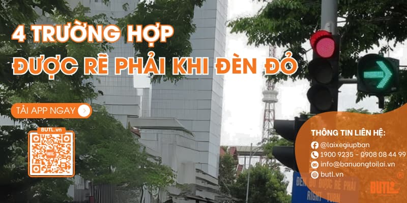 Trường hợp được rẽ phải khi đèn đỏ