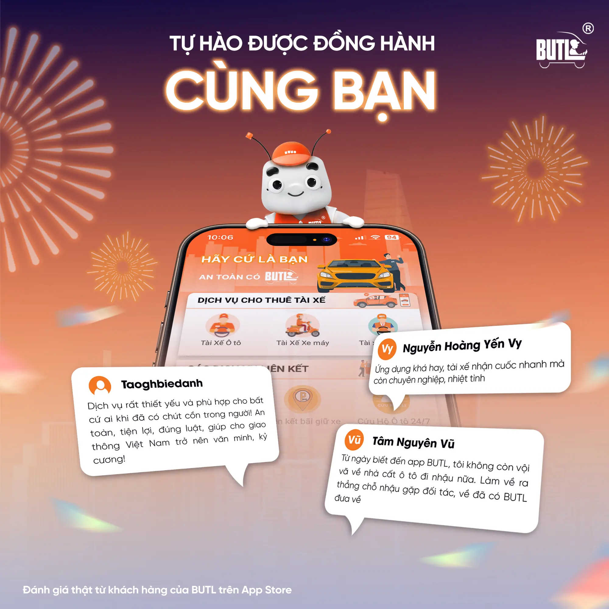 BUTL đáp ứng dịch vụ lái xe hộ uy tín và đã được nhiều khách hàng tin tưởng chọn lựa để gửi gắm phương tiện và sức khỏe ở mỗi chuyến đi
