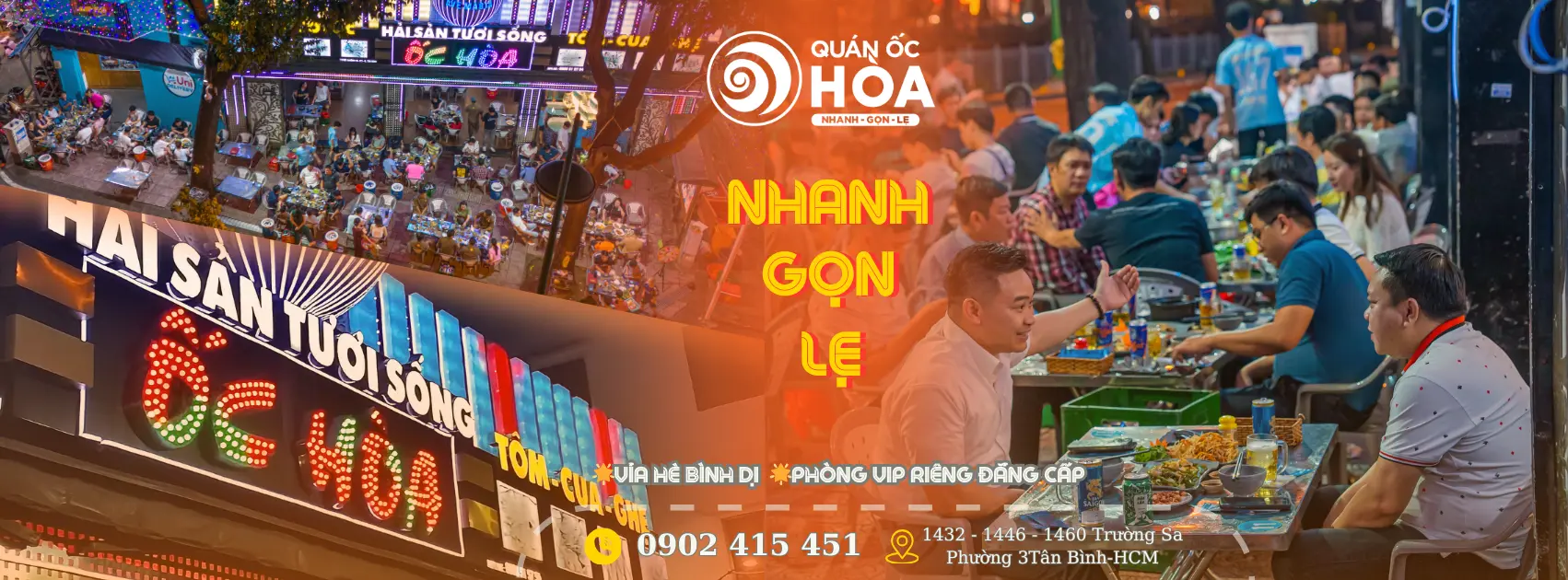 Nhà hàng Ốc Hoà – Ăn ốc & hải sản trong không gian nhà hàng