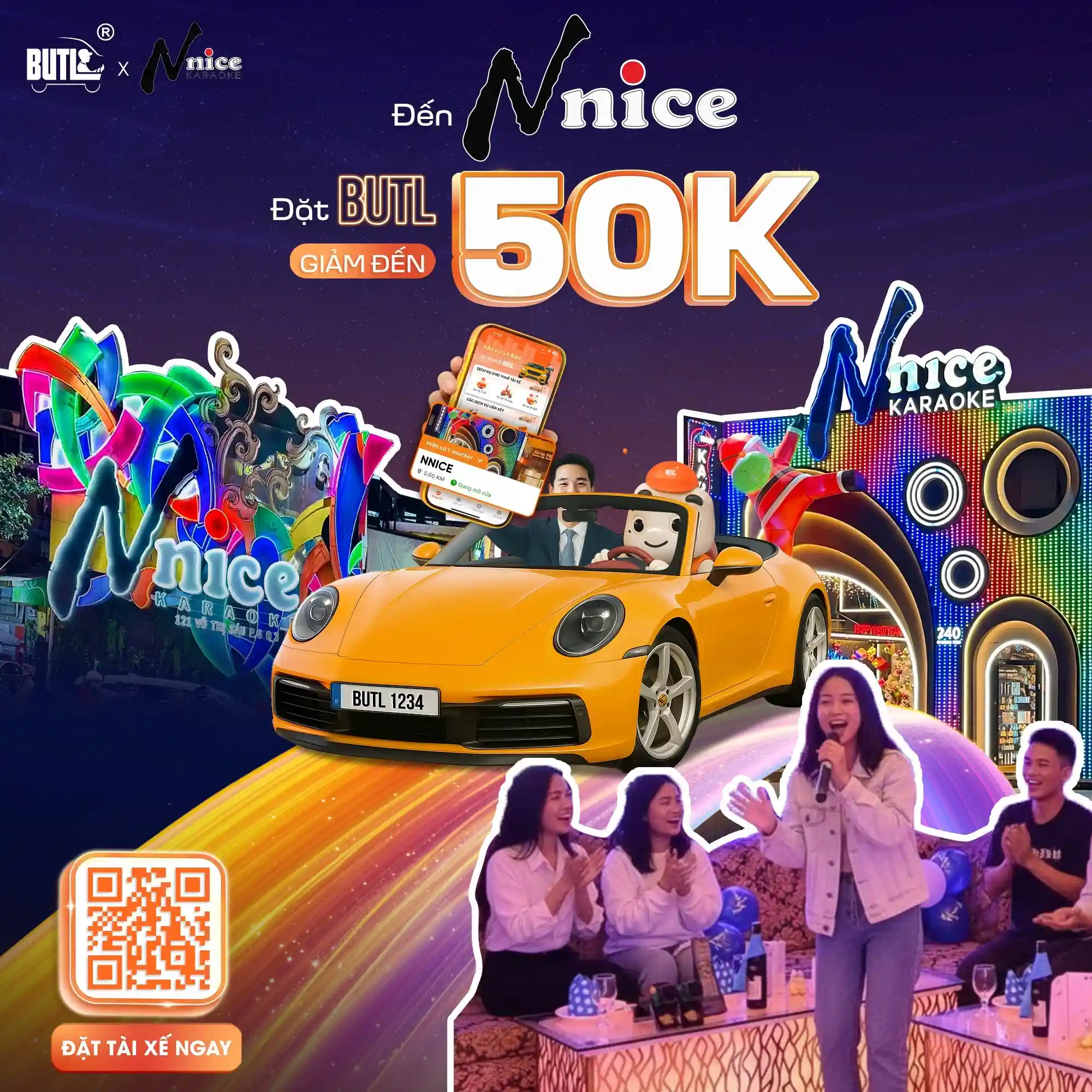 Mã khuyến mãi Karaoke Nnice giảm ngay 50K khi đặt tài xế lái hộ BUTL đưa bạn và xe về nhà an toàn