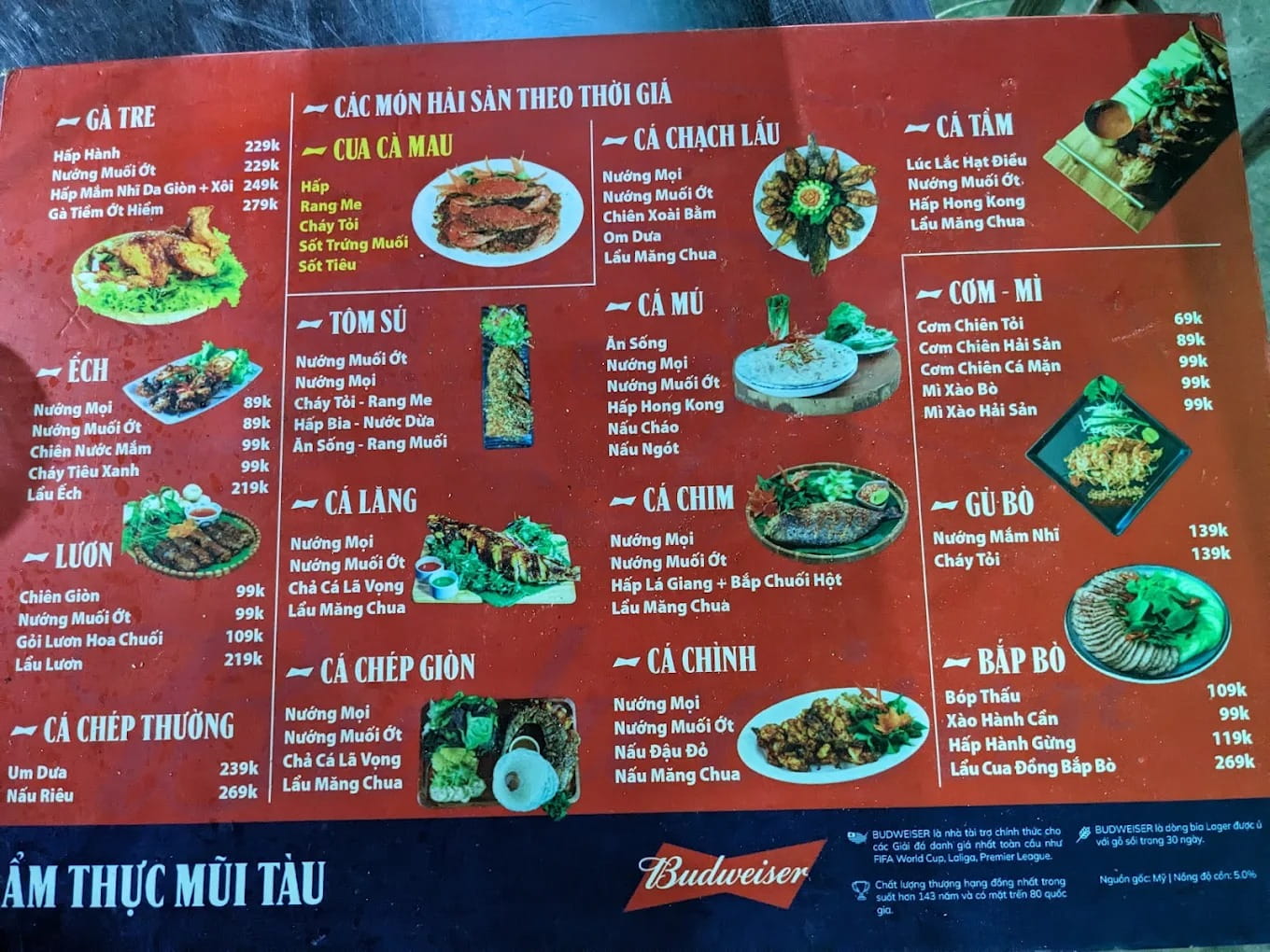 Thực đơn Ẩm Thực Mũi Tàu