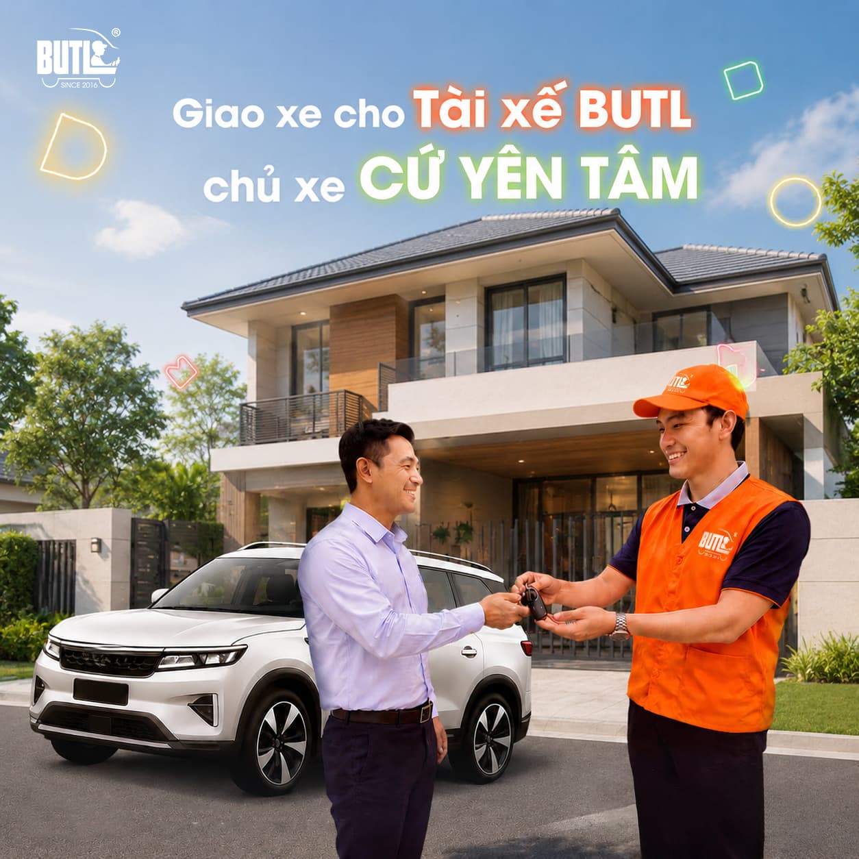 Khách hàng giao xe cho tài xế BUTL đi đăng kiểm hộ