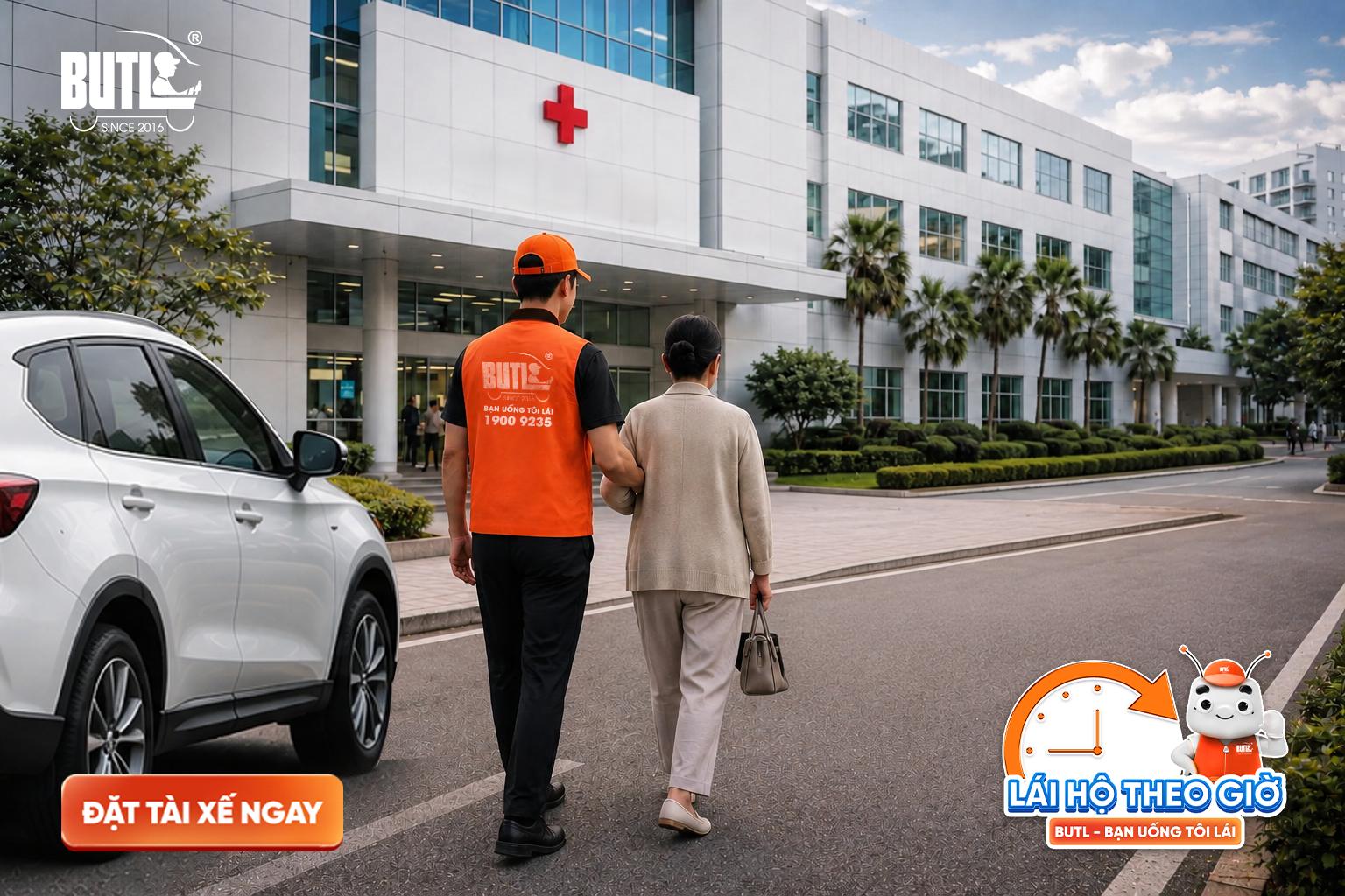 Thuê tài xế lái hộ đưa quý khách đi khám bệnh của BUTL