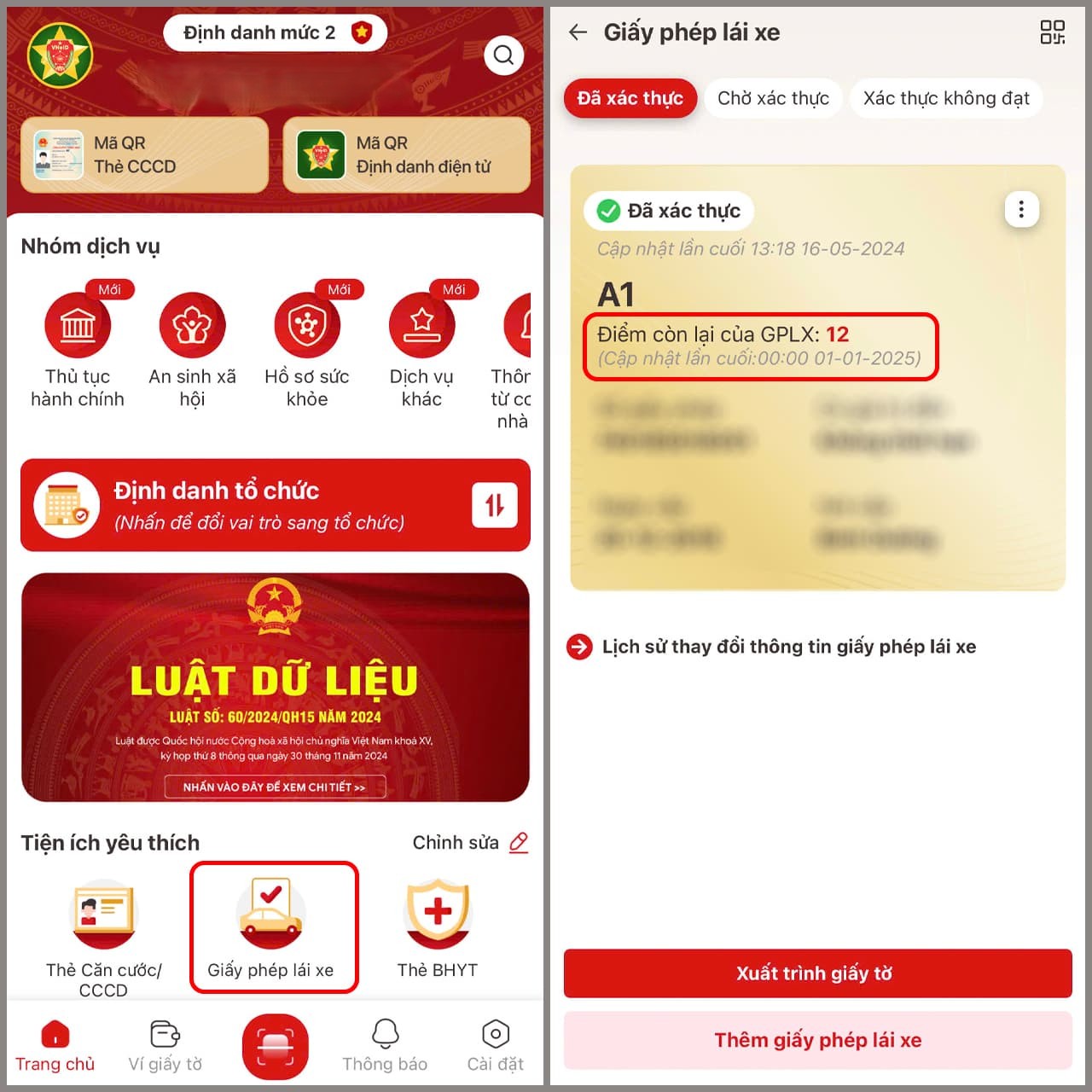 Tra cứu trực tiếp giấy phép lái xe trên ứng dụng VNeID
