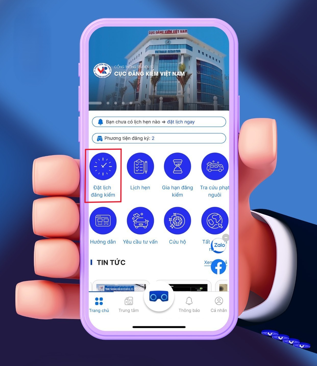 Đặt lịch hẹn đăng kiểm xe qua ứng dụng TTDK