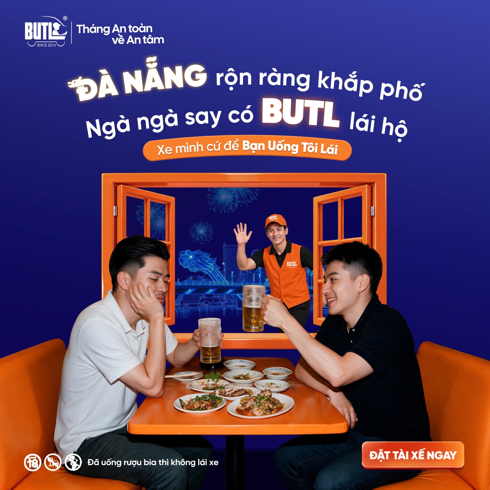 Đặt tài xế lái xe hộ BUTL - Bạn Uống Tôi Lái tại phường Liên Chiểu, TP. Đà Nẵng