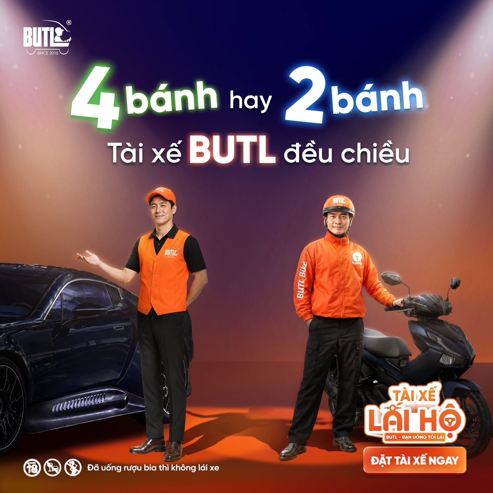 Đặt tài xế lái xe hộ ô tô/ xe máy BUTL - Bạn Uống Tôi Lái