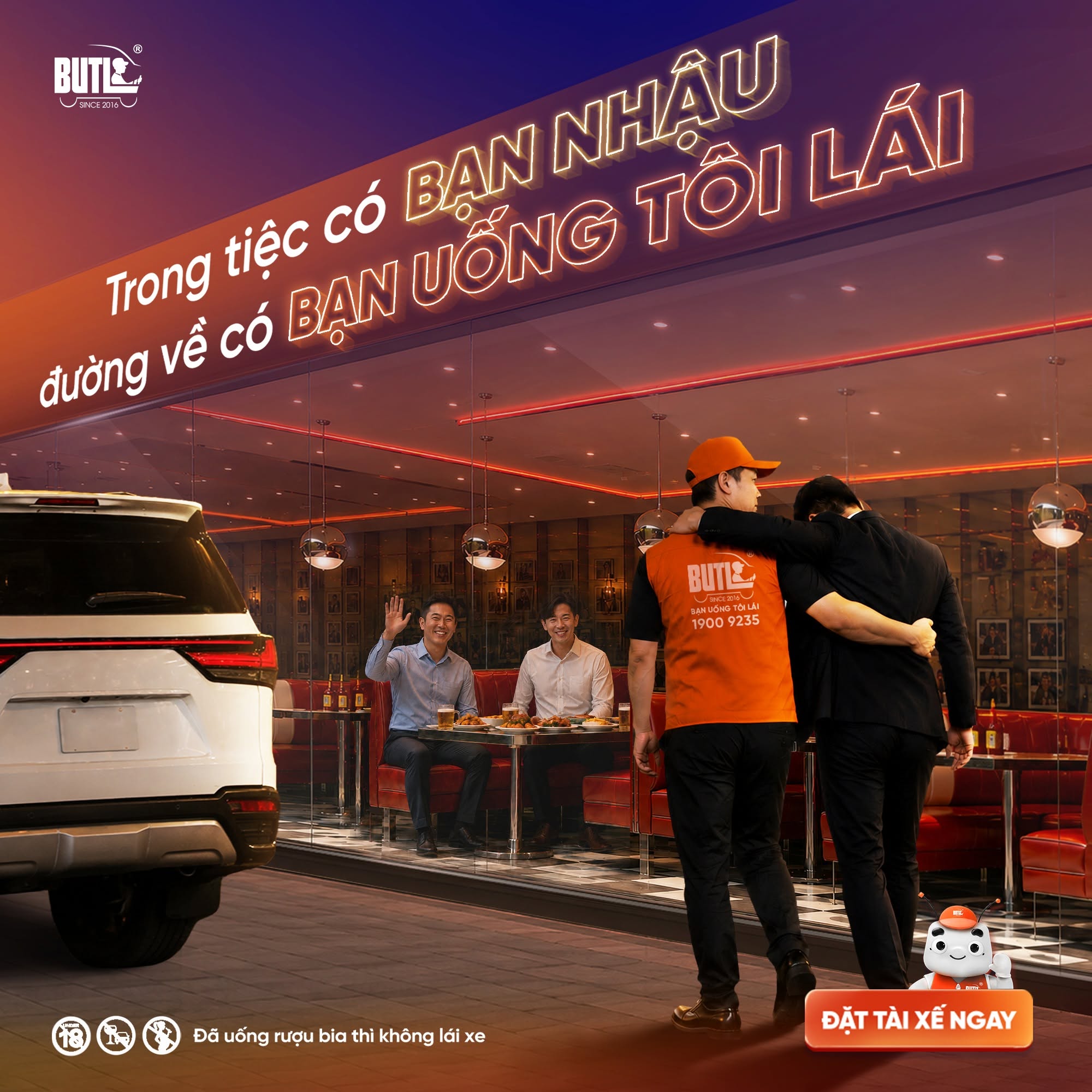 Dịch vụ thuê tài xế lái xe hộ BUTL - Bạn Uống Tôi Lái về nhà an toàn sau mỗi cuộc vui